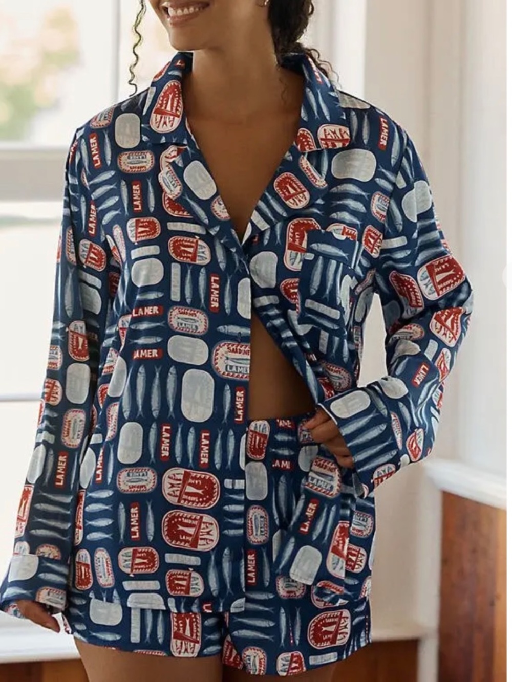 Show Me Your Mumu Beauty Sleep PJ Set Navy Salty Sardines M NWT